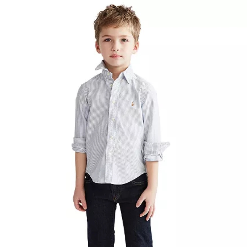 Boy Matching set of pants and Button down shirt. 4